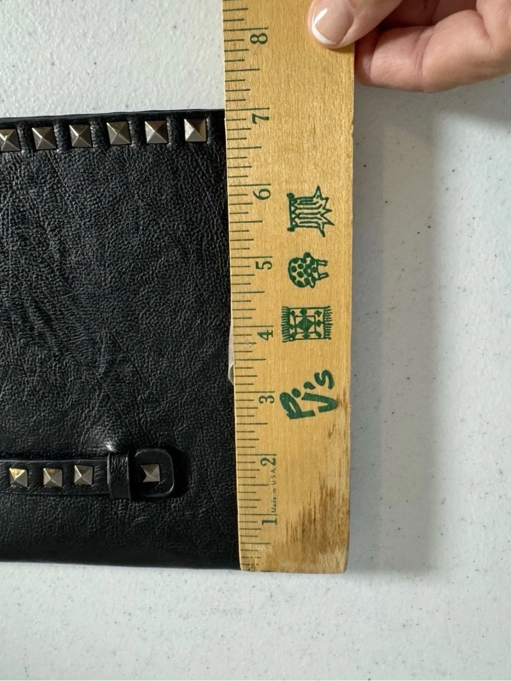AKIRA Chicago Red Label Black Studded Oversized Clutch Wristlet Bag